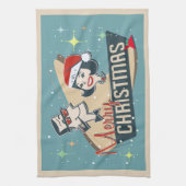Retro Couple Merry Kerstmis  feestdag Theedoek (Verticaal)