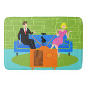 Retro Couple met Cat Bath Mat (Voorkant)