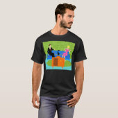 Retro Couple met Cat T-Shirt (Voorkant volledig)