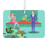 Retro Couple met Dog Air Freshener Luchtverfrisser (Achterkant)