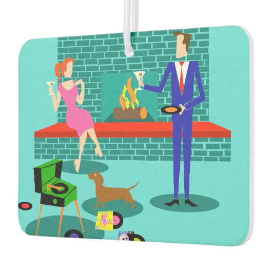 Retro Couple met Dog Air Freshener Luchtverfrisser (Links)