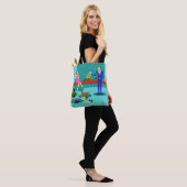 Retro Couple met Dog All-Over Print Canvas tas (Op model)