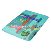 Retro Couple met Dog Bath Mat (Gekanteld)