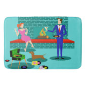 Retro Couple met Dog Bath Mat (Voorkant)