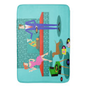 Retro Couple met Dog Bath Mat (Voorkant Verticaal)