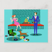 Retro Couple met Dog Briefkaart (Voorkant)