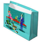 Retro Couple met Dog Gift Bag Groot Cadeauzakje (Voorkant Gekanteld)