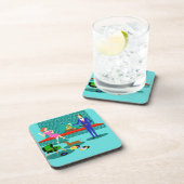 Retro Couple met Dog Hard Plastic Onderzetters (Rechterzijde)