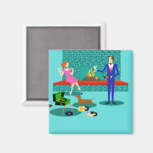 Retro Couple met Dog Magnet (Voorkant / Achterkant)