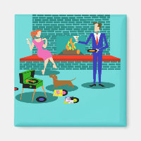 Retro Couple met Dog Magnet