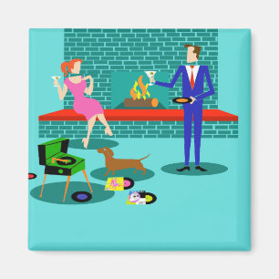 Retro Couple met Dog Magnet