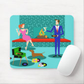 Retro Couple met Dog Mousepad Muismat (Met muis)