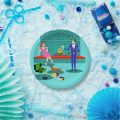 Retro Couple met Dog Paper-Borden Papieren Bordje (Feest)