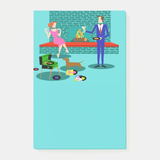 Retro Couple met Dog Post-It Notes (Voorkant)