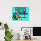 Retro Couple met Dog Poster (Thuiskantoor)