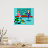 Retro Couple met Dog Poster (Keuken)