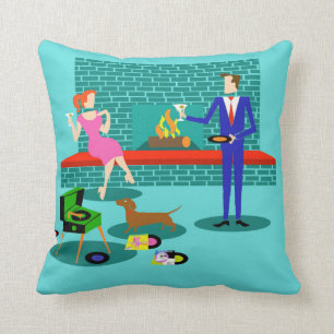 Retro Couple met Dog Sierkussen