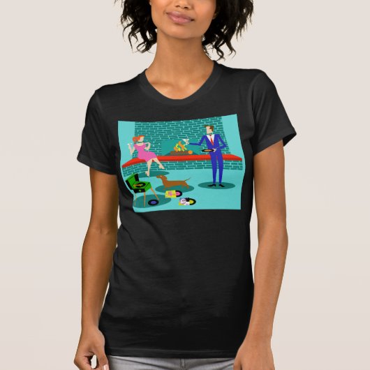 Retro Couple met Dog T-Shirt (Voorkant)