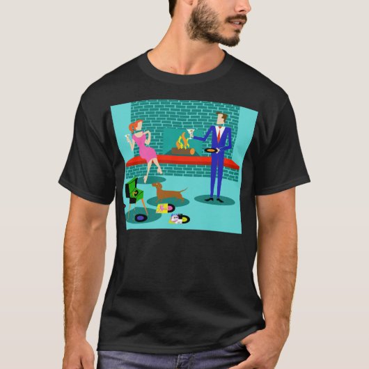 Retro Couple met Dog T-Shirt (Voorkant)