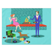 Retro Couple met Dog Tablecloth Tafelkleed (Voorkant (Horizontaal))
