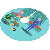 Retro Couple met hond met kerstboomrok Kerstboom Rok (Gekanteld)