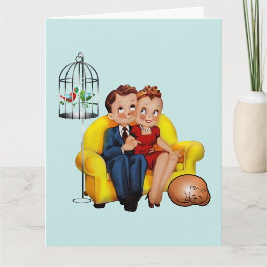 RETRO COUPLE MET KAARTEN VAN kattenHAPPY-JUBILEUM (Voorkant)