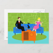 Retro Couple met kattenBriefkaart Briefkaart (Voorkant / Achterkant)