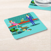 Retro Couple met Onderzetter voor dog papier (Schuin)