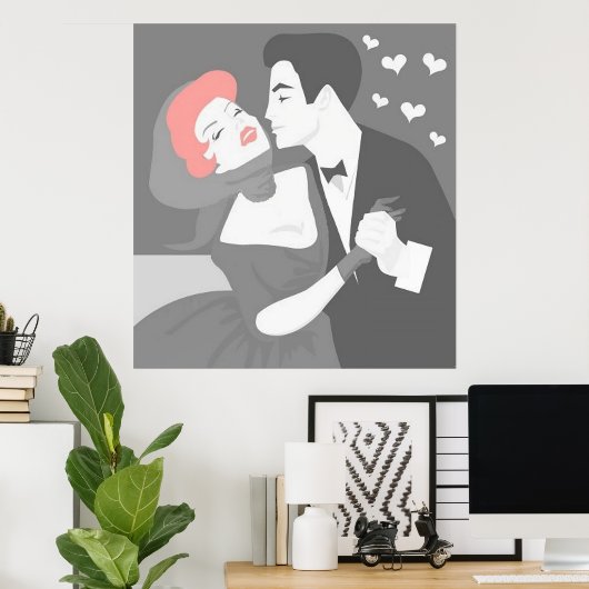 Retro Couple Poster (Thuiskantoor)