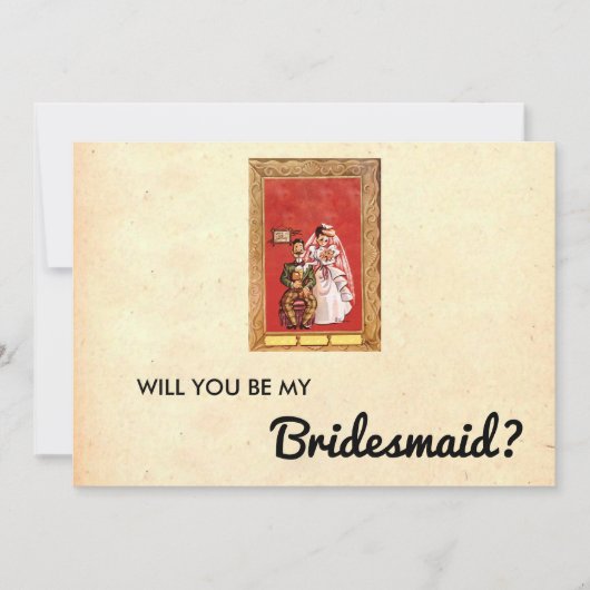  Retro Couple Rustic Chic Bridesmaid Card Kaart (Voorkant)