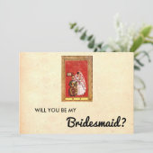  Retro Couple Rustic Chic Bridesmaid Card Kaart (Staand voorkant)
