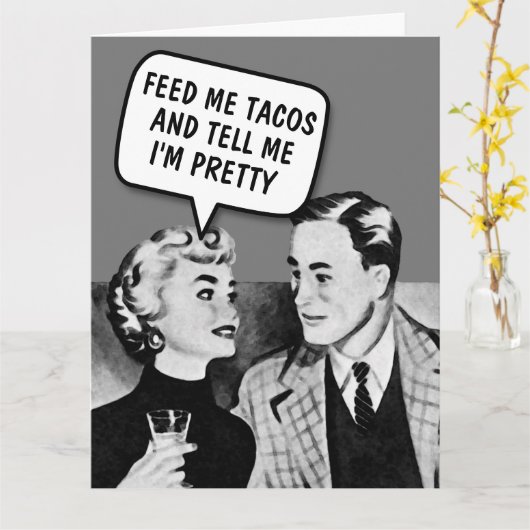 RETRO COUPLE TACOS FUNNY OVERSIZED CARD KAART (Gele Bloem)