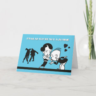 Retro Couple & Zombie Valentijn Day Card Feestdagen Kaart
