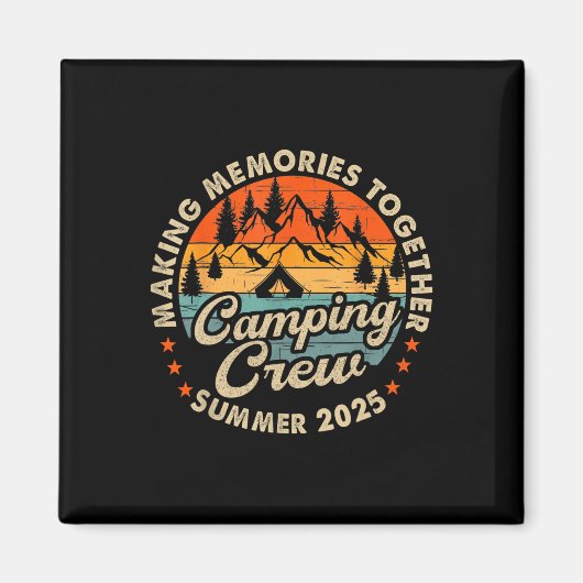 Retro Cousin Crew 2025 Camping Cousins Summer 2025 Magneet (Voorkant)