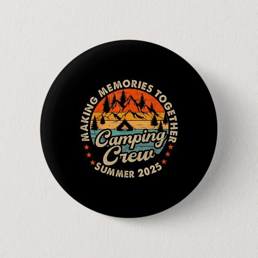 Retro Cousin Crew 2025 Camping Cousins Summer 2025 Ronde Button 5,7 Cm (Voorkant)