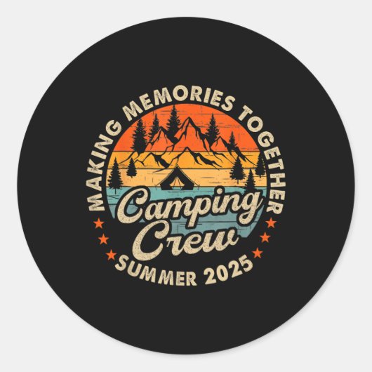 Retro Cousin Crew 2025 Camping Cousins Summer 2025 Ronde Sticker (Voorkant)