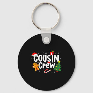 Retro Cousin Crew Kerstman Gebak Familie Matchende Sleutelhanger