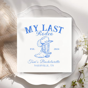 Retro Cowboy Blauw Vrijgezellenfeest Servet