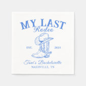 Retro Cowboy Blauw Vrijgezellenfeest Servet (Voorkant)