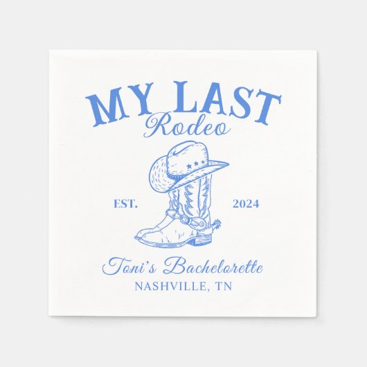 Retro Cowboy Blauw Vrijgezellenfeest Servet (Voorkant)
