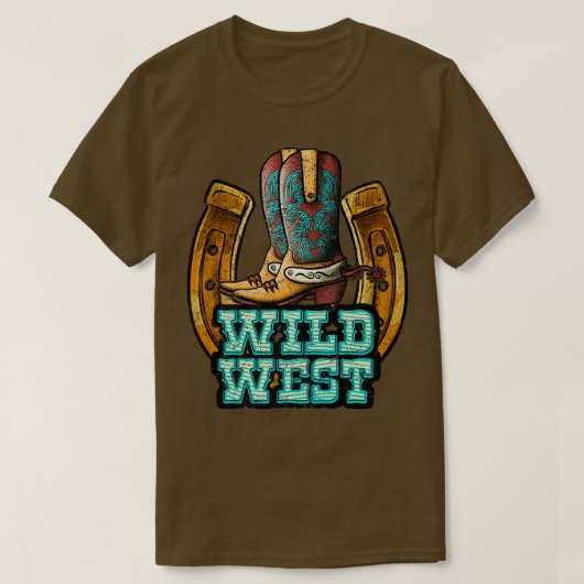Retro Cowboy Boots Hoefijzer Wild West Western Cou T-shirt (Design voorkant)
