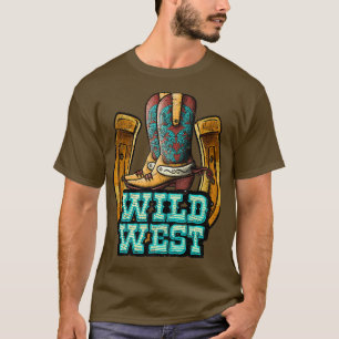 Retro Cowboy Boots Hoefijzer Wild West Western Cou T-shirt