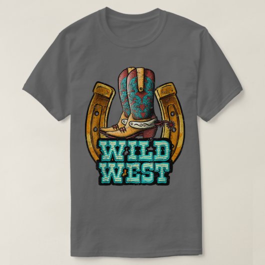 Retro Cowboy Boots Horseshoe Wild West Western Cou T-shirt (Design voorkant)