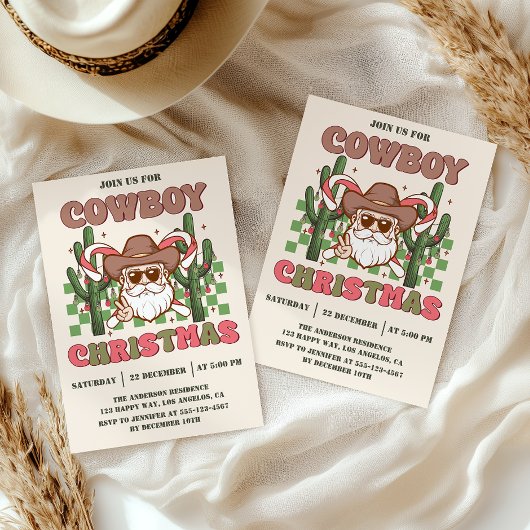 Retro Cowboy Christmas Party | Western Holiday     Kaart