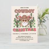 Retro Cowboy Christmas Party | Western Holiday     Kaart (Staand voorkant)