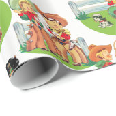 Retro Cowboy Cowgirl Cadeaupapier (Rol Hoek)