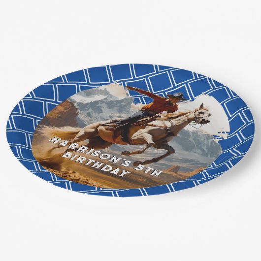 Retro Cowboy en Paard Western Papieren Bordje (Gekanteld)