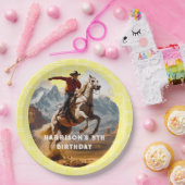 Retro Cowboy en Paard Western Papieren Bordje (Feest)