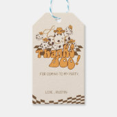 Retro Cowboy Halloween Check Pattern Bedankt Boo Cadeaulabel (Voorkant)