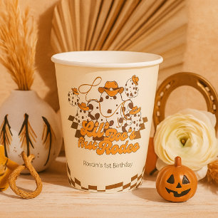 Retro Cowboy Halloween Eerste Rodeo Verjaardag Papieren Bekers